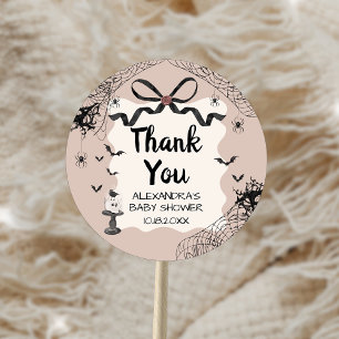 Sticker Rond Little Boo Halloween Baby Shower gothique