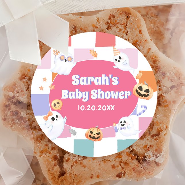 Sticker Rond Little Boo Halloween Baby shower Super (Créateur téléchargé)
