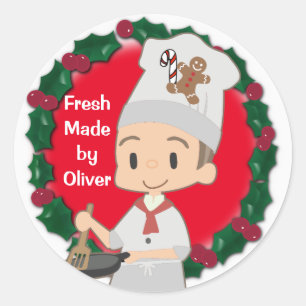 Sticker Rond Little Boy Chef Christmas