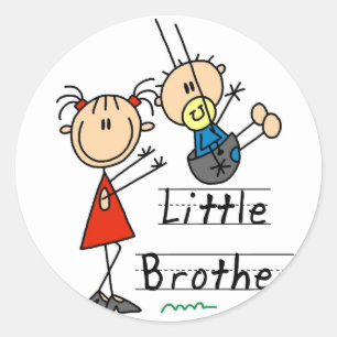 Sticker Rond Little Brother avec Big Sister Tshirts