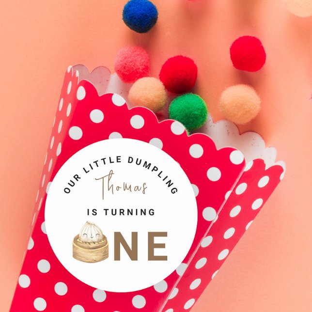 Sticker Rond Little Chinese dumpling first Birthday Party (Créateur téléchargé)