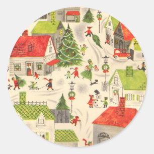 Sticker Rond Little Christmas Village