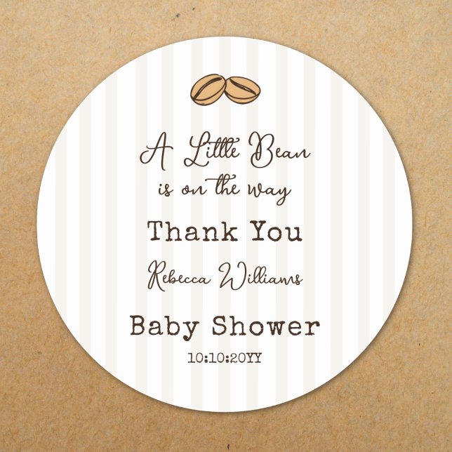 Sticker Rond Little Coffee Bean  Baby Shower Thank You (Créateur téléchargé)