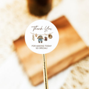 Sticker Rond Little Cowboy, Western Wild West Rodeo Baby shower