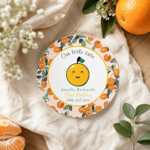 Sticker Rond Little Cutie Orange Citrus 1er anniversaire