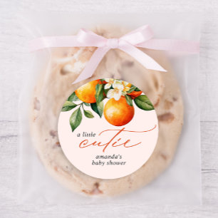 Sticker Rond Little Cutie Orange Clementine Baby shower Favoris