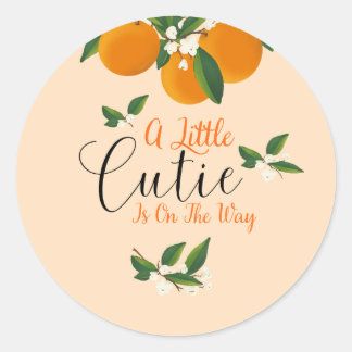 Sticker Rond Little Cutie Sur Le Chemin Baby shower Clementine