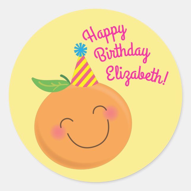 Sticker Rond Little Cutie Tangerine fête d'anniversaire (Devant)