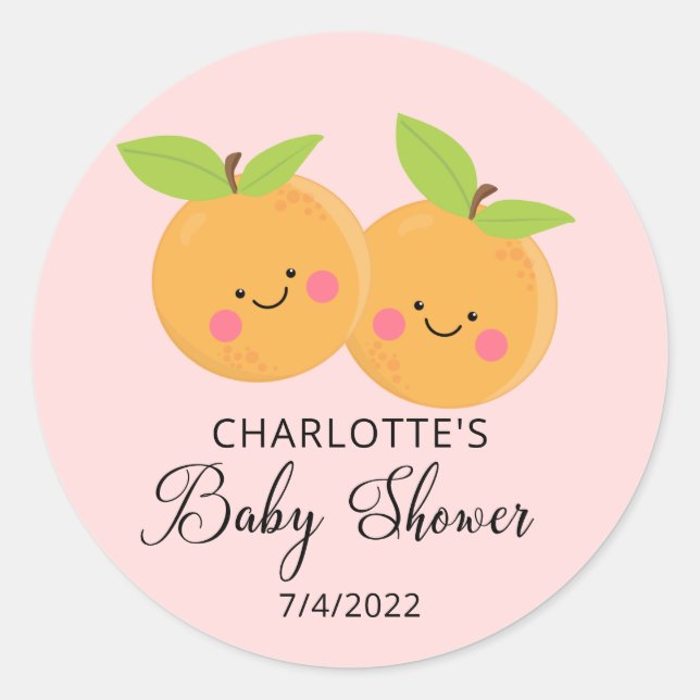 Sticker Rond Little Cuties Twins Baby shower (Devant)