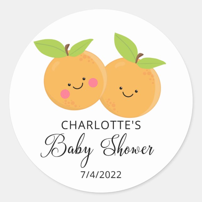 Sticker Rond Little Cuties Twins Baby shower Classic Round Stic (Devant)