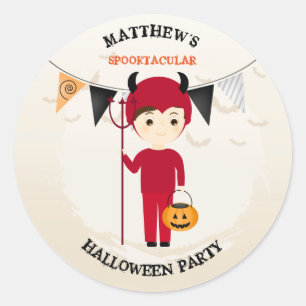 Sticker Rond Little Devil Halloween Party