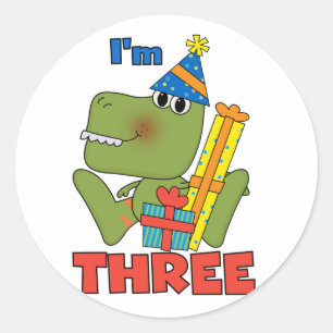 Sticker Rond Little Dino 3ème Anniversaire Tshirts et cadeaux