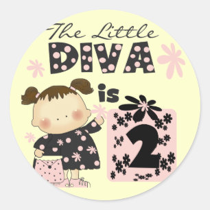 Sticker Rond Little Diva 2e Anniversaire Tshirts et cadeaux