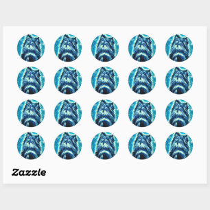 Sticker Rond Little Doggy en bleu