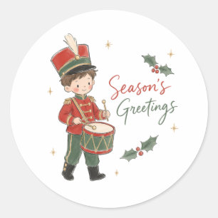 Sticker Rond Little Drummer Boy à l'aquarelle