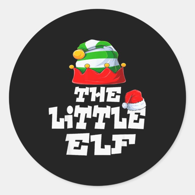 Sticker Rond Little Elf Family Matching Christmas Group Pajama  (Devant)