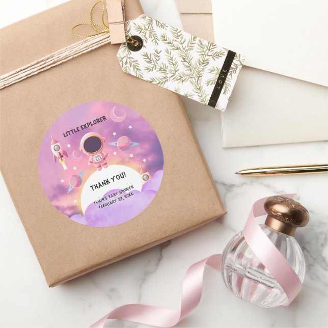 Sticker Rond Little Explorer Modern Purple Baby shower (Cadeaux)