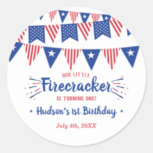 Sticker Rond Little Firecracker 4 juillet 1er anniversaire