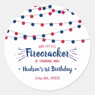 Sticker Rond Little Firecracker 4 juillet 1er anniversaire