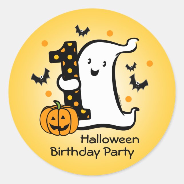Sticker Rond Little Ghost 1er anniversaire (Devant)