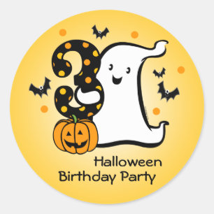 Sticker Rond Little Ghost 3ème anniversaire