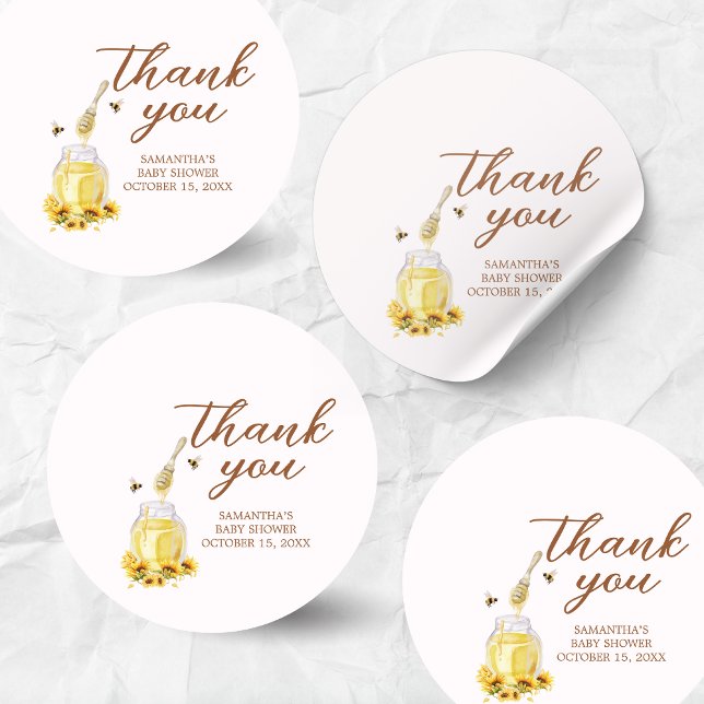 Sticker Rond Little Honey Baby shower (A Little Honey is on the way Baby Shower Sticker)