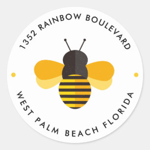Sticker Rond Little Honey Bee Birthday Adresse de retour