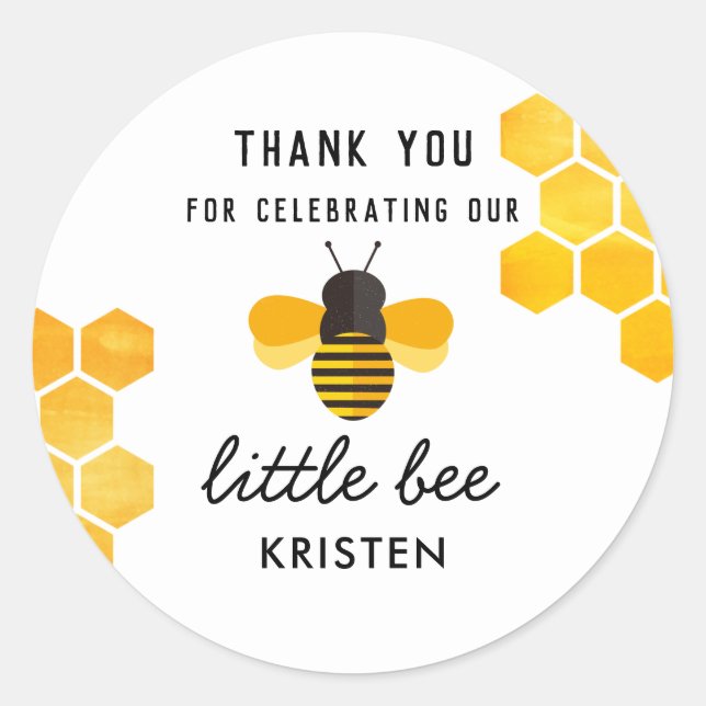 Sticker Rond Little Honey Bee Merci Favoriser (Devant)