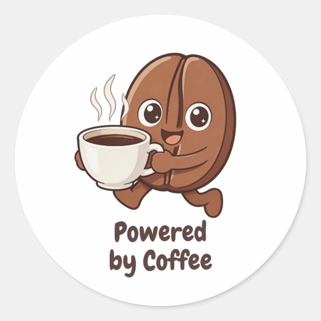 Sticker Rond Little Kaka – Alimenté par le Café (Devant)