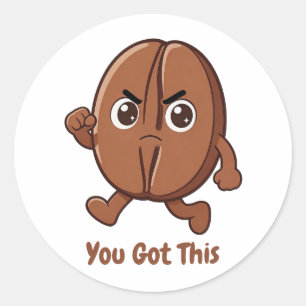 Sticker Rond Little Kaka – Propulsé par le Café