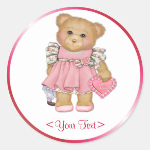 Sticker Rond Little Love Teddy - Personnaliser Texte