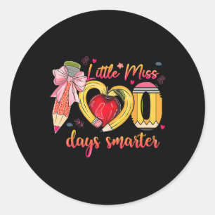 Sticker Rond Little Miss 100 Jours Smarter Pencil 100ème Jour S
