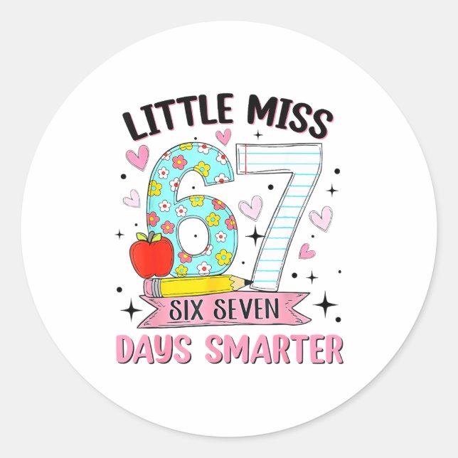 Sticker Rond Little Miss 67 Days Smarter Coquette Bow 67th Day  (Devant)