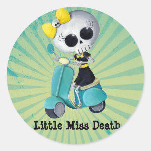 Sticker Rond Little Miss Death sur scooter