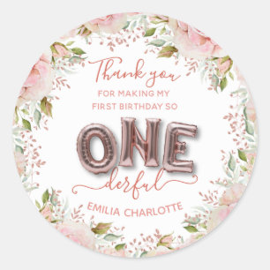 Sticker Rond Little Miss Onederful 1er anniversaire Merci