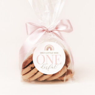 Sticker Rond Little Miss Onederful Boho Rainbow Anniversaire