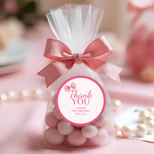 Sticker Rond Little Miss Onederful Pink bow Premier anniversair