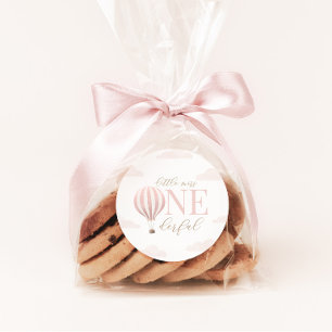 Sticker Rond Little Miss Onedering Hot Air Balloon Anniversaire