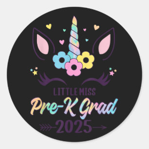 Sticker Rond Little Miss Pre-k Grad 2025 Graduation préscolaire