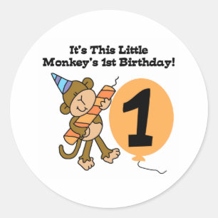 Sticker Rond Little Monkey 1er anniversaire