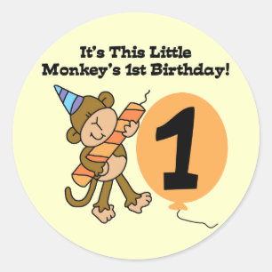 Sticker Rond Little Monkey 1er Anniversaire Tshirts et cadeaux