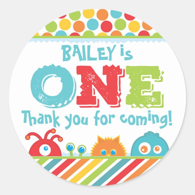 Sticker Rond Little Monster 1er anniversaire Premier (Devant)