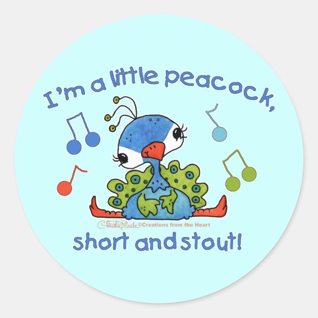 Sticker Rond Little Peacock Short et Stout (Devant)