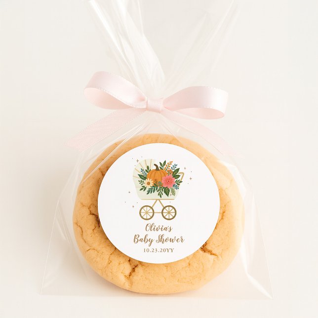 Sticker Rond Little Pumpkin Girl Baby Shower (Créateur téléchargé)