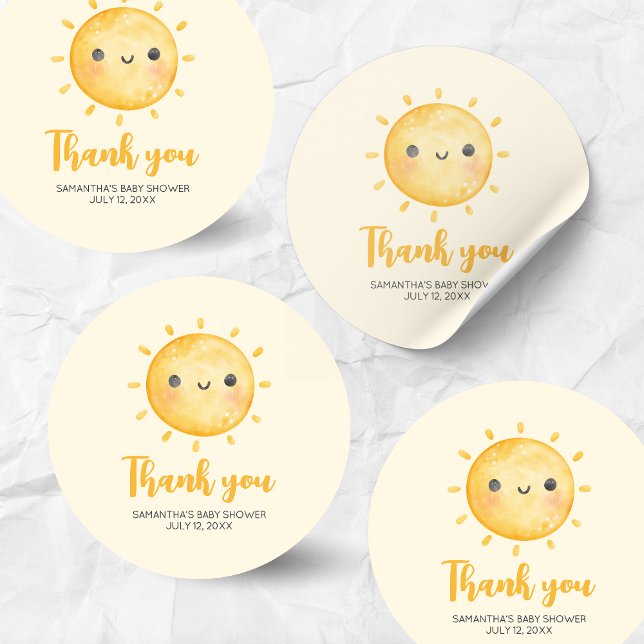 Sticker Rond Little Ray of Sunshine Baby Shower (Little Ray of Sunshine Boho Baby Shower Round Sticker)