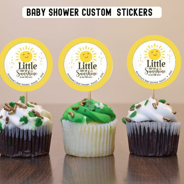 Sticker Rond Little Ray of Sunshine Parties scintillant Baby sh (Créateur téléchargé)