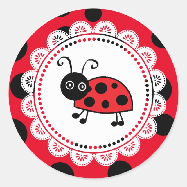 Sticker Rond Little Red et BlackLadybug (Devant)