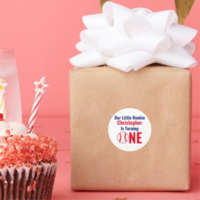 Sticker Rond Little Rookie Baseball 1er anniversaire (Fête)