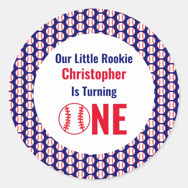 Sticker Rond Little Rookie Baseball 1er anniversaire (Devant)