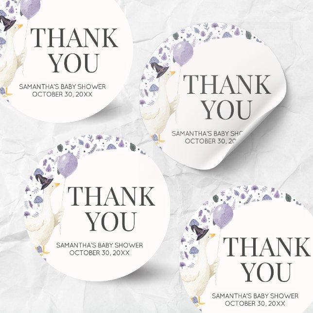 Sticker Rond Little Silly Goose Baby Shower (Silly Little Goose Halloween Baby Shower Round Sticker)